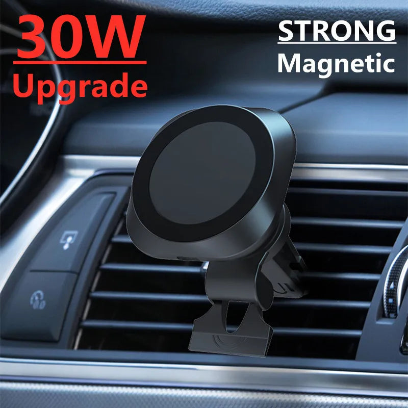 30W Magnetic Car Wireless Charger Mount Fast Charging Air Vent Magnet Car Phone Holder Stand for Iphone 15 14 13 Pro Max Mini