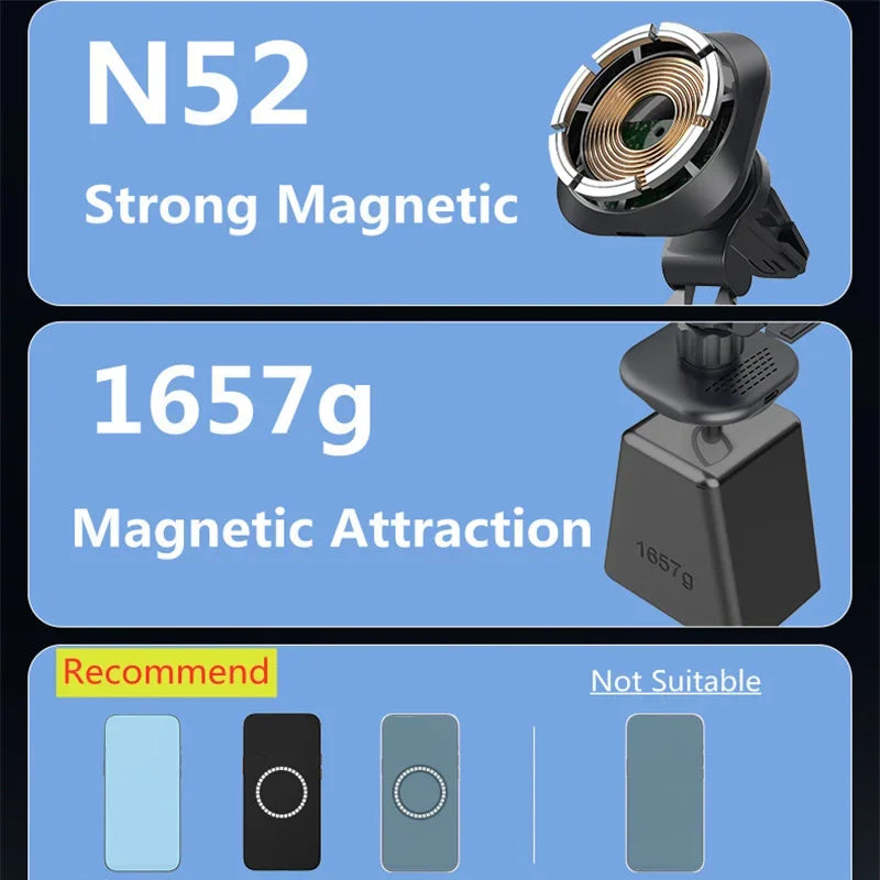 30W Magnetic Car Wireless Charger Mount Fast Charging Air Vent Magnet Car Phone Holder Stand for Iphone 15 14 13 Pro Max Mini